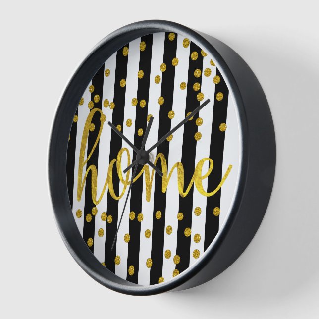 Typografie Quotes Zuhause Gold Schwarz und Weiß St Uhr (Winkel)