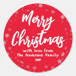 Typografie Red White Minimal Moderne Weihnachten Runder Aufkleber