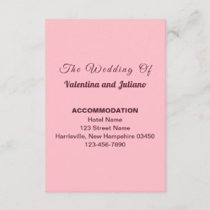 Typografie Rosa Hochzeitsunterkunft Portrait Begleitkarte