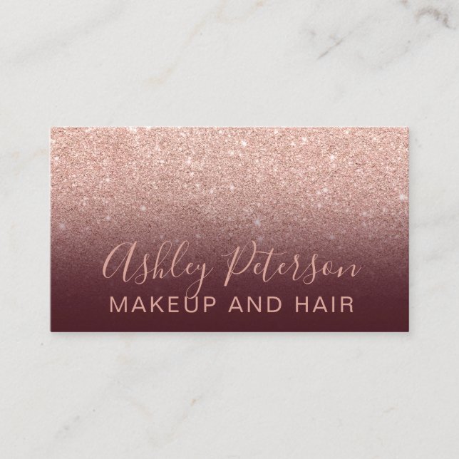 Typografie-Rosen-GoldGlitter des Makes-up Visitenkarte (Vorderseite)