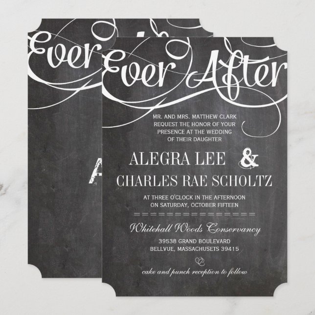 Typografie Rustikale Zwischenablage nach Zwischena Einladung (Vorne/Hinten)