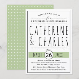 Typografie Salbei Hochzeit Probe Abendessen Einladung