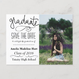 Typografie Save the Date Graduationspartei Foto Ankündigungspostkarte