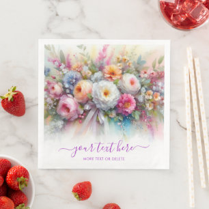 Typografie-Schriftart Florale Rosen Ihr benutzerde Serviette