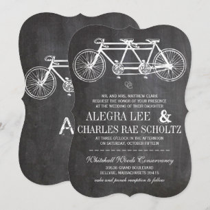 Typografie Schultafel Retro Fahrrad für Zwei Einladung