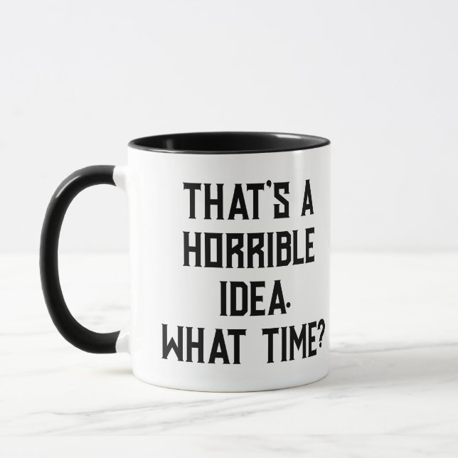 Typografie Schwarze Schriftart Design der schreckl Tasse (Links)