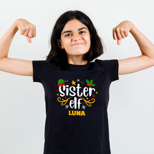 Typografie Schwester Elf Spaß Familie Passende T-Shirt