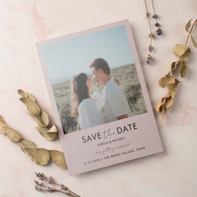 Typografie Script Boho Foto Wedding Save the Date Magneteinladung (Von Creator hochgeladen)