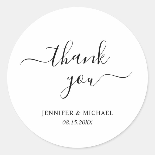 Typografie Script Danke Eleganto Modern Simple Runder Aufkleber (Vorderseite)