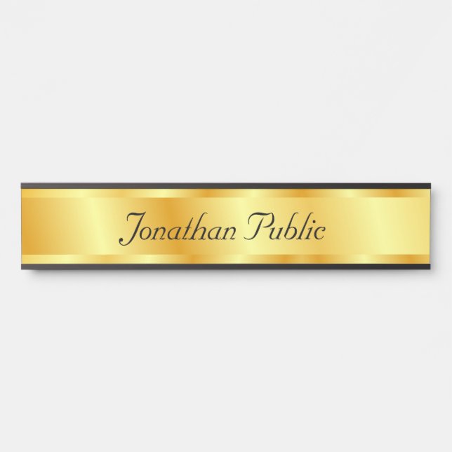 Typografie Script Gold Look Elegant Glamour Türschild (Vorderseite )