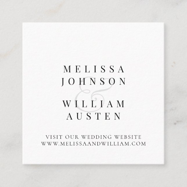 Typografie Script Wedding Website Insert Card Quadratische Visitenkarte (Vorderseite)