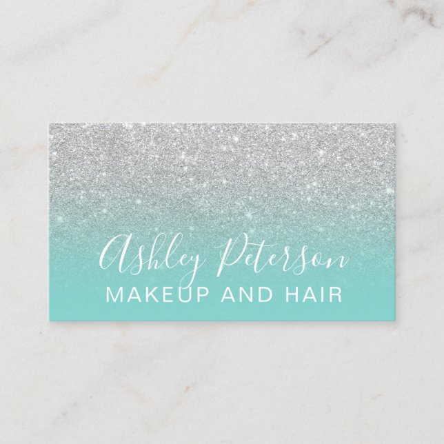 Typografie-Silber-Glitter des Makes-up eleganter Visitenkarte (Vorderseite)