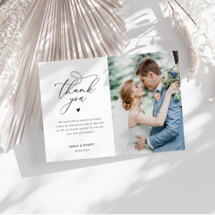 Typografie-Skript benutzerdefinierte Foto Hochzeit Dankeskarte