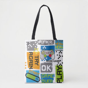 Typografie Spiel Pixel Druck. Game-Abbildung. Boje Tasche