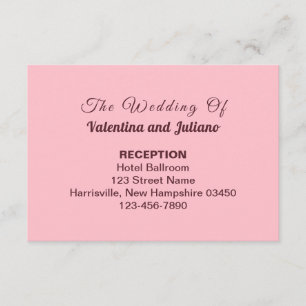 Typografie-Stil Rosa Hochzeitsempfang Begleitkarte