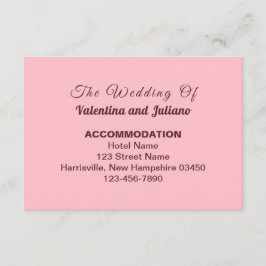 Typografie-Stil Rosa Hochzeitsunterkunft Begleitkarte