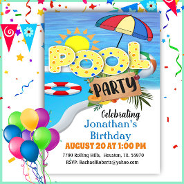 Typografie Summer Birthday Pool Party Einladung