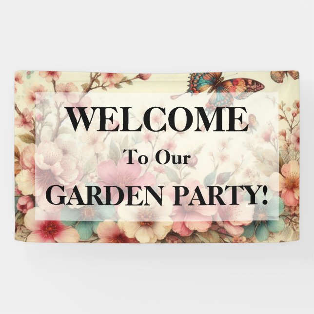 Typografie Text Blumenkirsche Blüte Aquarell Banner (Horizontal)