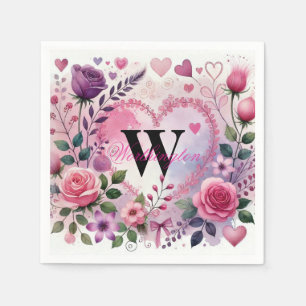 Typografie Text florale Herzen romantische Wasserf Serviette