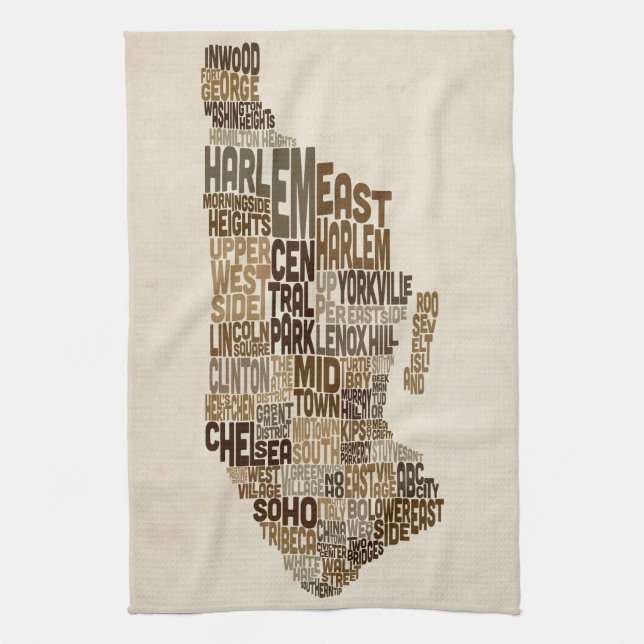 Typografie-Textabbildung Manhattans New York Küchentuch (Vertikal)