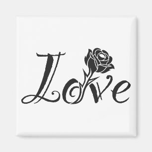 Typografie trifft Natur: Die Rose der Liebe Magnet