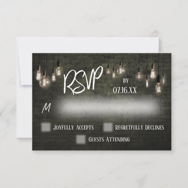 Typografie-UAWG, Industriesteine, Edison-Leuchten RSVP Karte (Vorderseite)