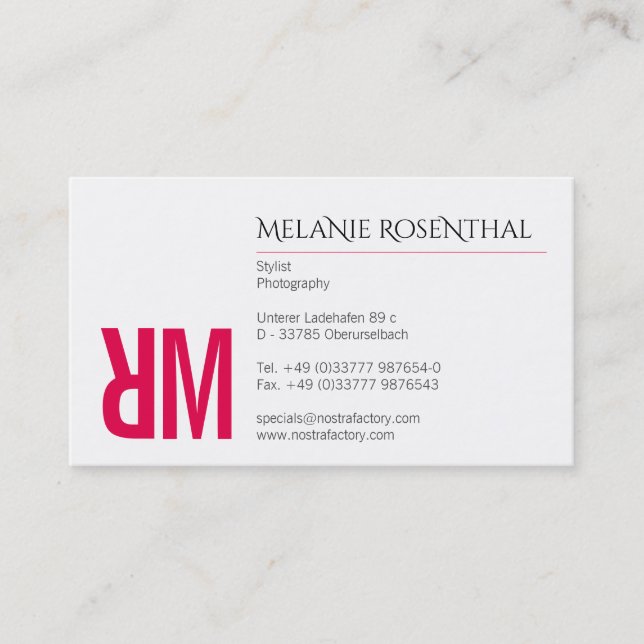 Typografie und Farbe Visitenkarte (Vorderseite)