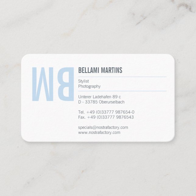 Typografie und Farbe Visitenkarte (Vorderseite)