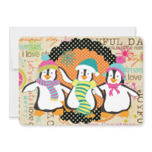 Typografie und Pinguine Weihnachtsfeiertage