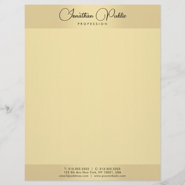 Typografie von Gold Look-Vorlagenmodellen Moderne  Briefbogen (Vorderseite)