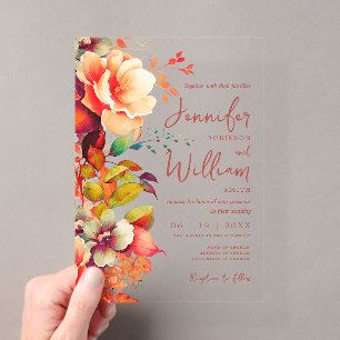 Typografie von Herbst-Floral-Hochzeiten Acryleinladungen