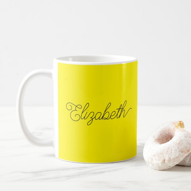 Typografie-Vorlage Fügen Sie Ihren Namen hellgelb  Kaffeetasse (Mit Donut)