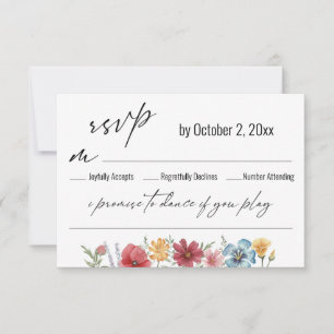 Typografie Watercolor Wildblume Song Request RSVP Karte