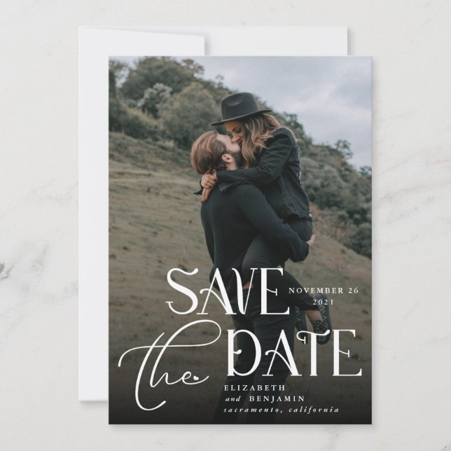 Typografie Wedding Foto Save The Date (Vorderseite)