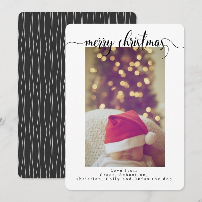 Typografie Weihnachts-Foto Personalisierte Karte (Vorne/Hinten)