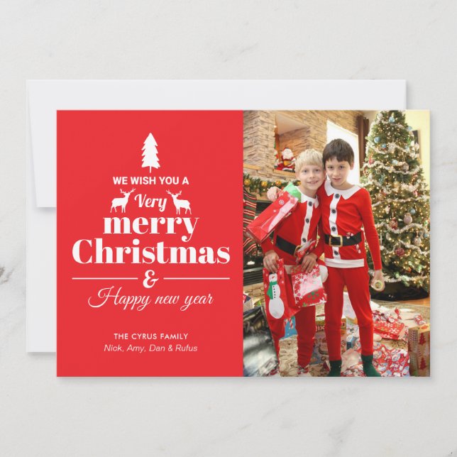 Typografie Weihnachtsfotokarte Feiertagskarte (Vorderseite)