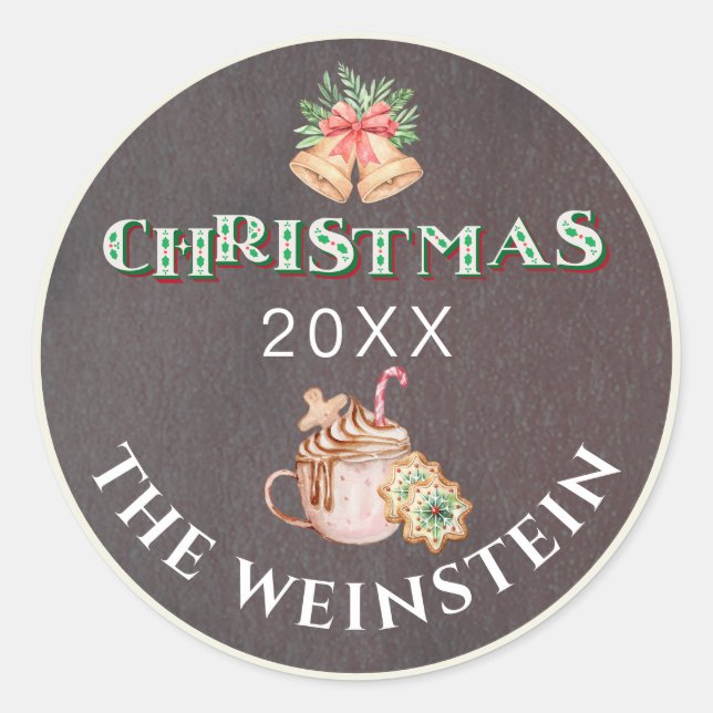 Typografie Weihnachtsgebäck Runder Aufkleber (Vorderseite)