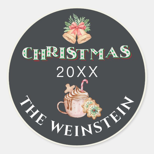Typografie Weihnachtsgebäck Runder Aufkleber (Vorderseite)