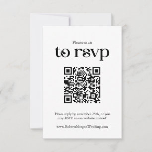 Typografie White QR Code Wedding RSVP Karte