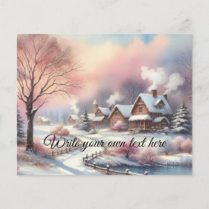 Typografie Winterlandschaft Hütte Wasserfarbe