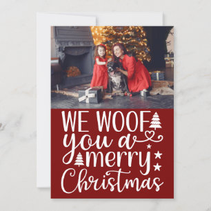 Typografie, wir woof dir ein froher Weihnachtsgrüß Feiertagskarte