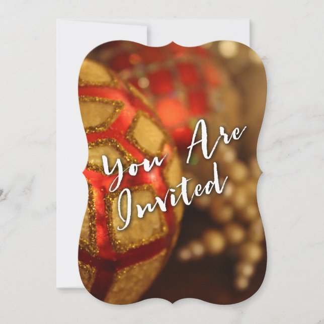 Typografie "You Are Inved" mit Red & Gold Foto Einladung (Vorderseite)