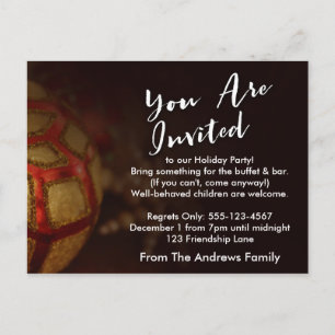 Typografie "You Are Inved" mit Red & Gold Foto Einladungspostkarte