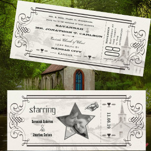 Typografie Zitat Kapelle Ticket Hochzeitseinladung Einladung