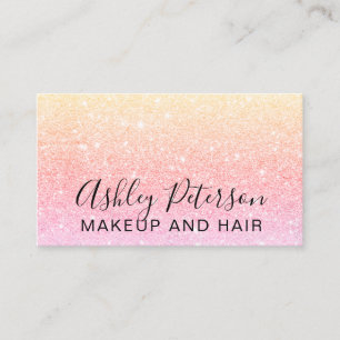 Typografiegelb-Rosa-Glitter des Makes-up eleganter Visitenkarte