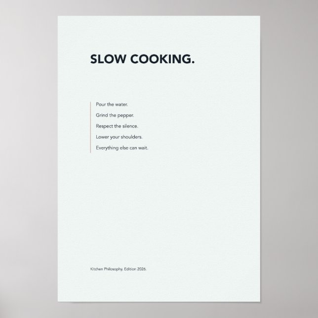 Typografieposter Slow Cooking Poster (Vorne)