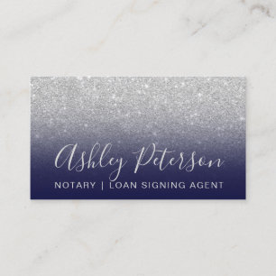 Typografiesilber-Glitter-Marineblau des Notars Visitenkarte