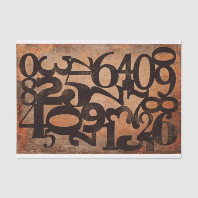 Typografiknummern entschlüsseln Collage Tissue Pap Seidenpapier (Vorderseite)