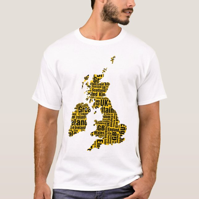 Typografische Britische Inseln - Bernstein und Sch T-Shirt (Vorderseite)