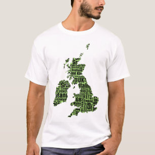Typografische britische Inseln - Grün und T-Shirt